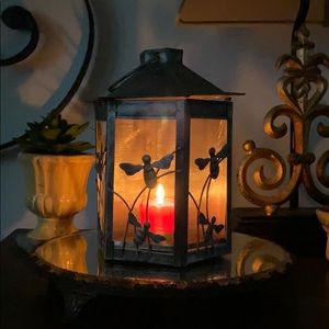 Lantern | Bees and silver tone metal